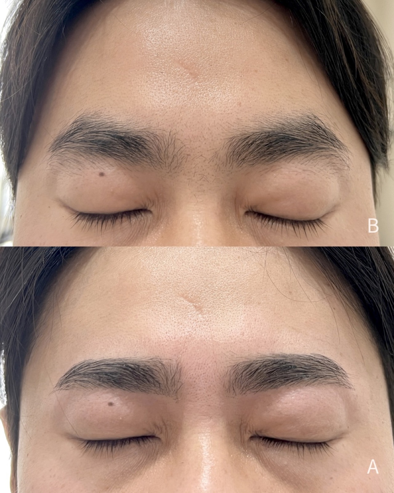 남성 눈썹왁싱 전후 — 과하지 않게 단정히 정리한 눈썹
